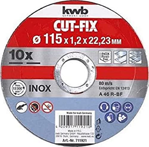 kwb CUT-FIX Trennscheiben Sparpack – 115 x 1,2 Flexscheiben-Set für Winkelschleifer, 10-teilig von kwb