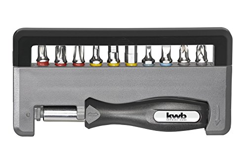 kwb Handy Bit-Box – 12-tlg. inkl. Bit-Halter und Handgriff Schraubendreher - Set, universal von kwb