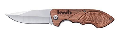 KWB Jagdmesser mit Holzgriff (85 mm Klinge aus rostfreiem Edelstahl, mit Gürtelclip), 1 Stück, von kwb