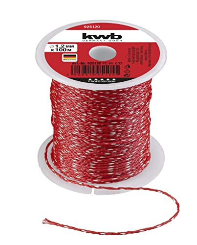 kwb Maurerschnur 100m, Stärke 1,2mm, Richtschnur in Rot – Nylon, geflochten, Made in Germany von kwb