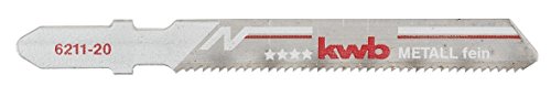 kwb Stichsägeblätter für Metall aus stabilem Bi-Metall, hochelastisch, mit Einnockenschaft (T-Schaft), Einstichzahn, optimale Standzeit, stahlblanke Oberfläche, für feine Schnitte von kwb