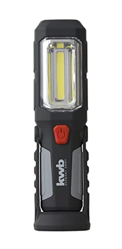 kwb COB-LED Arbeits-Leuchte – robuste Werkstatt-Lampe mit Magnet-Fuß (schwenkbar), Haken zum Aufhängen, Taschenlampen-Funktion, flach, schwarz von kwb