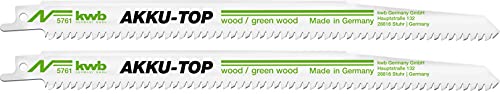 kwb Säbelsägeblatt Akku Top für Holzbearbeitung - Patentierte Sägeblattgeometrie, 3-fach geschliffen, flexibler HCS Stahl - 2er Pack von kwb