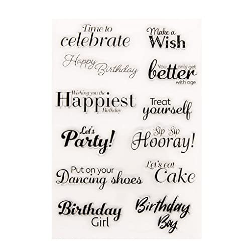 KWELLAM Words Time Celebrate Happy Birthday Make a Wish Let's Party Clear Stempel für Kartengestaltung Dekoration und DIY Scrapbooking 21092807 von KWELLAM