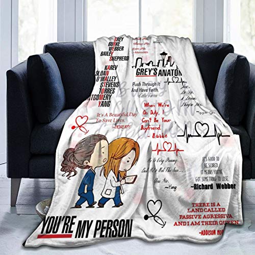 Grey's Anatomy Decke, super weiches Fleece, Überwurfdecke für Bettwäsche, Sofa, Schlafzimmer, Wohnzimmer, Dekoration, ca. 125 x 100 cm von Aoleytech