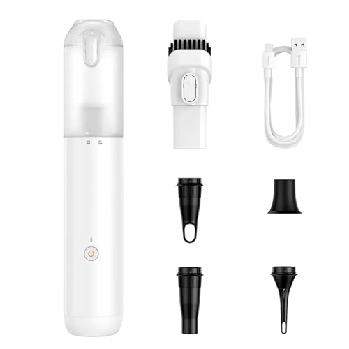 KWEZ Kabellos Handsauger Mini Staubsauger 12000Pa Auto Staubsauger Luftstrom Pumpe Drahtlose Tragbare Auto Reiniger Mini Staubsauger Für Auto Home Office(White) von KWEZ