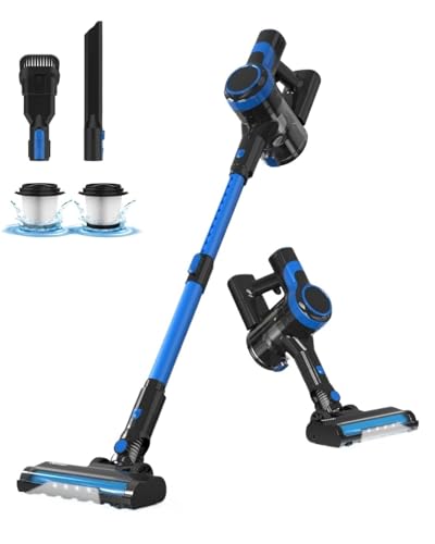 KWEZ Kabellos Handsauger Mini Staubsauger Akku-Staubsauger, 6-in-1-Leichtgewicht mit wiederaufladbarem Akku, für Reinigen von Teppichen, Hartböden, Autos und Tierhaaren von KWEZ