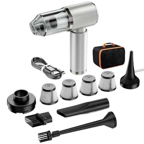 KWEZ Kabellos Handsauger Mini Staubsauger Auto-Staubsauger Leistungsstarke kabellose Handreinigungsmaschine Tragbarer Mini-Staubsauger für das Auto zu Hause(Sliver 4hapa Bag) von KWEZ