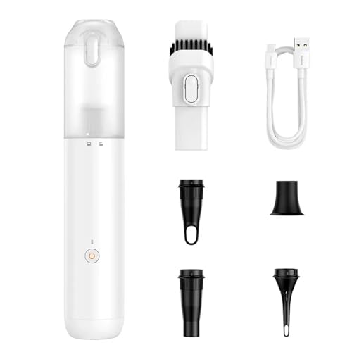 KWEZ Kabellos Handsauger Mini Staubsauger Auto Staubsauger Luftstrom Pumpe Drahtlose Tragbare Auto Reiniger 4-in-1 Mini Staubsauger Für Auto Home Office(White) von KWEZ