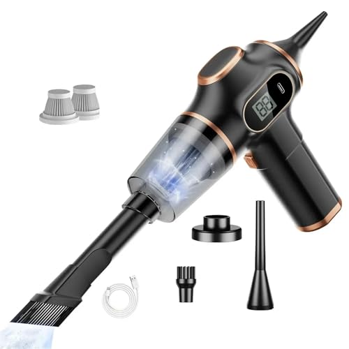 KWEZ Kabellos Handsauger Mini Staubsauger Handheld-Wireless-Reiniger Akku-tragbarer Reinigungsroboter Heim- und Autogebrauch großer Saugreiniger(Black 2 Pcs Filter) von KWEZ