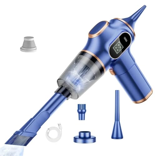KWEZ Kabellos Handsauger Mini Staubsauger Handheld-Wireless-Reiniger Akku-tragbarer Reinigungsroboter Heim- und Autogebrauch großer Saugreiniger(Blue 1 Pcs Filter) von KWEZ