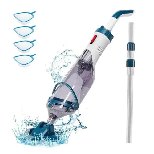 KWEZ Kabellos Handsauger Mini Staubsauger Poolsauger für oberirdische Pools mit Teleskopstange, Laufzeit bis zu 1 Stunde, wiederaufladbarer Hand-Poolreiniger(Blue) von KWEZ