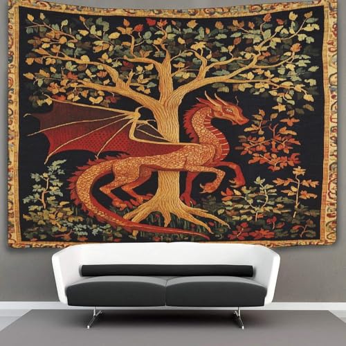 KWFYBEHZ Medieval Drache Dekorationen Tapisserie Wandbehang Lebensbaum 3D-Druck Wanddecke Wandbehang Poster Für Wohnzimmer Schlafzimmer Wohnheim Dekor 180cmx230cm KWFYBEHZ Medieval Drache Dekorationen Tapisserie Wandbehang Lebensbaum 3D-Druck Wanddecke Wandbehang Poster Für Wohnzimmer Schlafzimmer Wohnheim Dekor 180cmx230cm von KWFYBEHZ