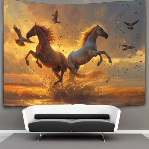 KWFYBEHZ Vögel Wandteppich,Wandbehang Wandtuch Golden Red Pferds Tapestry Wall Hanging,Wandteppich Wanddeko Für Schlafzimmer Wohnzimmer Wohnheim 180cmx230cm KWFYBEHZ Vögel Wandteppich,Wandbehang Wandtuch Golden Red Pferds Tapestry Wall Hanging,Wandteppich Wanddeko Für Schlafzimmer Wohnzimmer Wohnheim 180cmx230cm von KWFYBEHZ