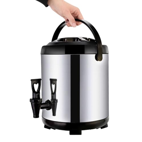 KWIBYBGS Edelstahl-Getränkespender Mit Hahn Isolierter Thermobehälter Für Heiße Und Kaltetränke, Kaffee, Tee, Milch/6L von KWIBYBGS