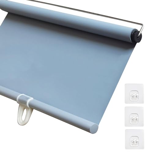 KWIBYBGS Rollos Mit Saugnäpfen Ohne Bohren, Verdunkelungsvorhänge, Temporäre Fensterrollos, Sonnenschutz, Wärmeisolierung/Gray/60 * 200Cm(23.6 * 78.7In) von KWIBYBGS