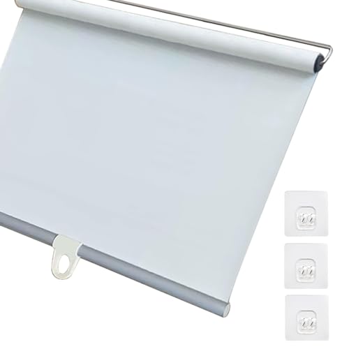KWIBYBGS Rollos Mit Saugnäpfen Ohne Bohren, Verdunkelungsvorhänge, Temporäre Fensterrollos, Sonnenschutz, Wärmeisolierung/Milky White/90 * 150Cm(35.4 * 59In) von KWIBYBGS