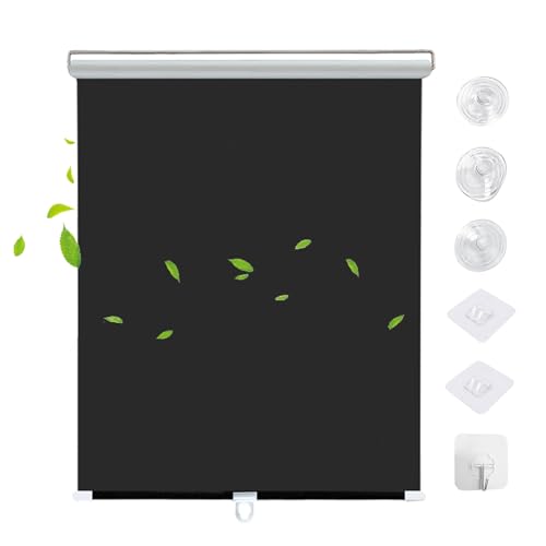 KWIBYBGS Rollos Mit Saugnäpfen Ohne Bohren, Verdunkelungsvorhänge, Wärmeisolierte Rollos, Temporäre Verdunkelungsrollos, Fenstervorhänge/Black/55 * 125Cm(21.7 * 49.2In) von KWIBYBGS