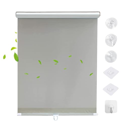 KWIBYBGS Rollos Mit Saugnäpfen Ohne Bohren, Verdunkelungsvorhänge, Wärmeisolierte Rollos, Temporäre Verdunkelungsrollos, Fenstervorhänge/Gray/65 * 125Cm(25.6 * 49.2In) von KWIBYBGS