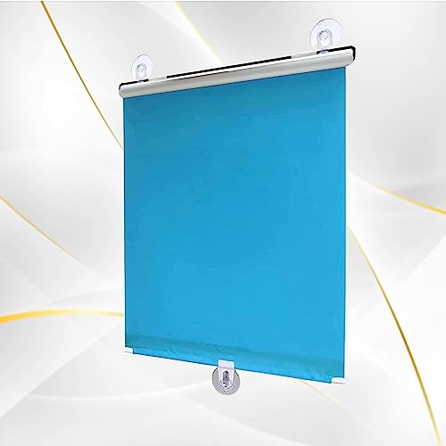 KWIBYBGS Sonnenschutzvorhang Mit Saugnäpfen, Verstellbare Verdunkelungsvorhänge, Temporäre Fensterrollos, Einziehbare Innenrollos/Blue/45X125Cm(17.7 * 49.2In) von KWIBYBGS