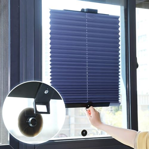KWIBYBGS Tragbare Verdunkelungsrollos, 46 X 120 Cm, 65 X 140 Cm, 80 X 180 cm Rollos Mit Saugnäpfen, Plissee-Rollos Für Fenster, Ohne Bohren/70 * 150Cm/27.6 * 59In von KWIBYBGS