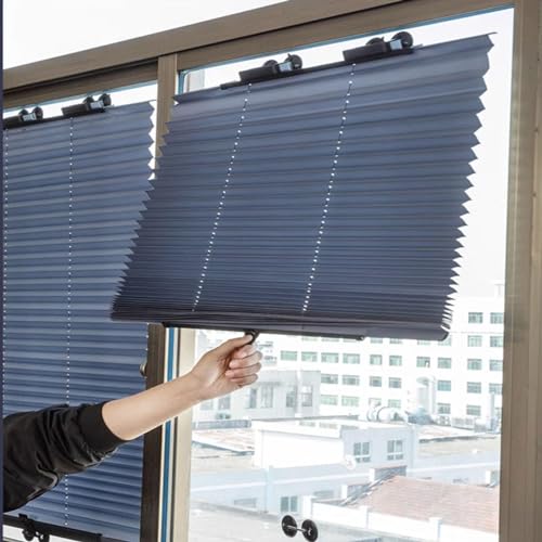 KWIBYBGS Verdunkelnde Rollos Für Fenster, Sonnenschutzrollos Ohne Bohren, Plissee-Rollos, Temporäre Rollos, Mit Saugnäpfen/65 * 140Cm/25.6 * 55In von KWIBYBGS