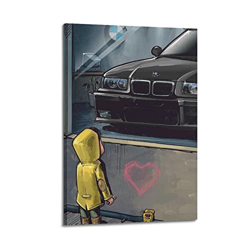 KWID Auto-Poster BMW E36 M3 Sportauto Rennauto Poster Dekorative Malerei Leinwand Wandposter und Kunstbild Druck Modern Familie Schlafzimmer Dekor Poster 08x12inch (20x30cm) von KWID