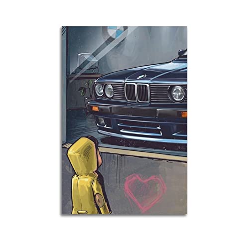 KWID Auto-Poster für BMW E30 M3 Sportauto-Rennauto-Poster, dekoratives Gemälde, Leinwand, Wandposter und Kunstbild, modernes Familien-Schlafzimmer, 60 x 90 cm von KWID