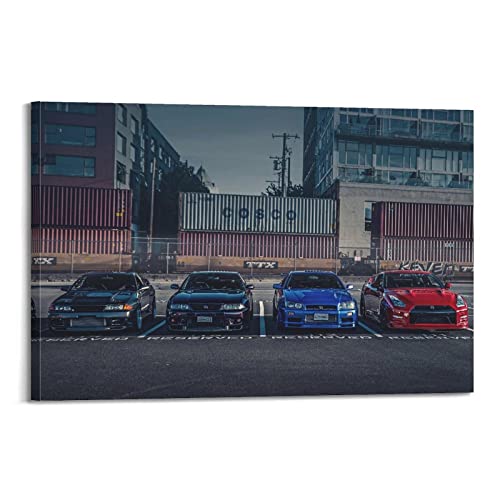 KWID JDM-Auto-Poster Nissan Gtr R32 R33 R34 R35 Rennauto-Poster, dekoratives Gemälde, Leinwand, Wandposter und Kunstbild, modernes Familien-Schlafzimmer, Dekoration, Poster, 40 x 60 cm von KWID