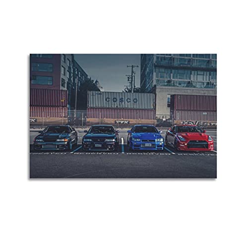 KWID JDM-Auto-Poster Nissan Gtr R32 R33 R34 R35 Rennwagen Sportwagen Poster Dekorative Malerei Leinwand Wandposter und Kunstbild Druck Moderne Familie Schlafzimmer Dekor Poster 60 x 90 cm von KWID