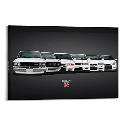 KWID JDM-Auto-Poster für Nissan Gtr R32 R33 R34 R35 Rennauto-Poster, dekorative Malerei, Leinwand, Wandposter und Kunstbild, Druck, moderne Familien-Schlafzimmer-Dekoration, Poster, 30 x 45 cm von KWID