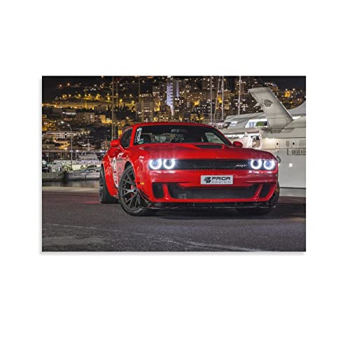 KWID Sportwagen-Poster für Dodge Challenger Hellcat Muskelauto-Poster, dekoratives Gemälde, Leinwand, Wandposter und Kunstbild, modernes Familien-Schlafzimmer, Dekor-Poster, 40 x 60 cm von KWID