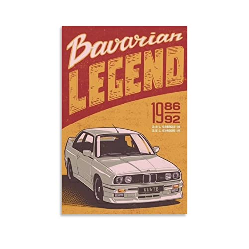 KWID Vintage-Auto-Poster für BMW E30 M3 Sportauto-Poster, dekoratives Gemälde, Leinwand, Wandposter und Kunstbild, modernes Familien-Schlafzimmer, Deko-Poster, 60 x 90 cm von KWID