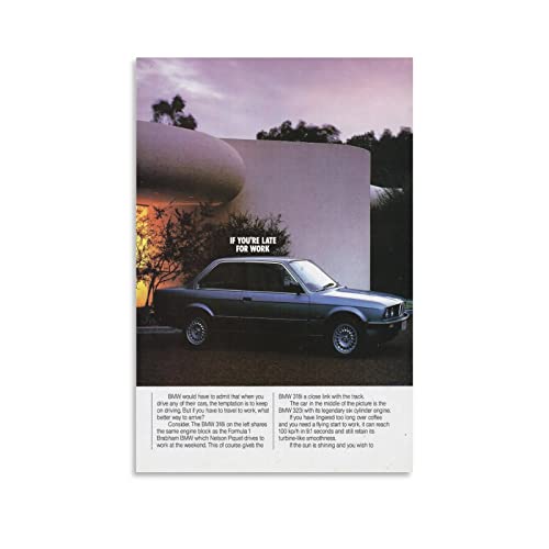 KWID Vintage-Auto für Poster BMW 3er-Serie (E30) Sportauto-Poster, dekoratives Gemälde, Leinwand, Wandposter und Kunstbilddruck, modernes Familien-Schlafzimmer, Deko-Poster, 30 x 45 cm von KWID