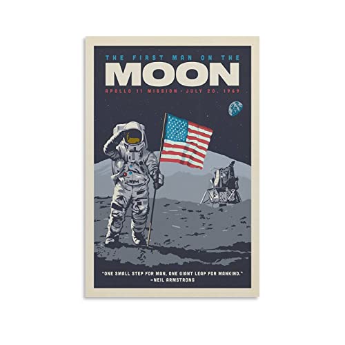 KWID Vintage-Poster NASA 1969 First Man On The Moon Poster Dekorative Malerei Leinwand Wandposter und Kunstbild Druck Moderne Familie Schlafzimmer Dekor Poster 60 x 90 cm von KWID