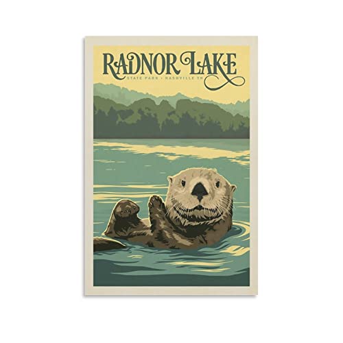 KWID Vintage-Poster Radnor Lake Otter Poster Dekorative Malerei Leinwand Wandposter und Kunstbild Druck Moderne Familie Schlafzimmer Dekor Poster 40 x 60 cm von KWID