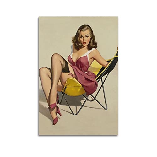 KWID Vintage-Poster im 50er-Jahre-Stil, schönes Pin-Up-Mädchen-Poster, dekoratives Gemälde, Leinwand, Wandposter und Kunstbild, modernes Familien-Schlafzimmer, Dekor-Poster, 50 x 75 cm von KWID