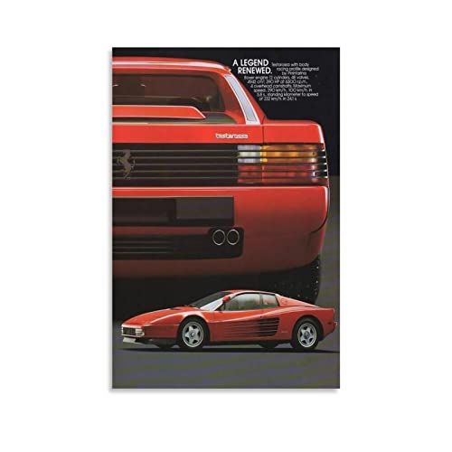 KWID Vintage-Supercar-Poster für Ferrari Testarossa Rennauto-Poster, dekoratives Gemälde, Leinwand, Wandposter und Kunstbild, modernes Familien-Schlafzimmer, Deko-Poster, 60 x 90 cm von KWID