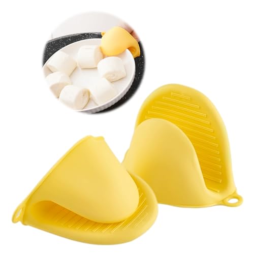 KWJEIULSOQ Topflappen Silikon Ofenhandschuhe Silikon Topfhandschuhe Hitzebeständig,Topflappen Handschuh Anti-Rutsch Küchenhandschuhe wasserdichte Backofen Handschuhe,Topflappen Set zum Backen (Gelb) von KWJEIULSOQ