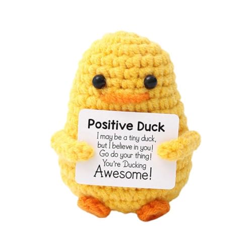 KWJNH Crochet Positive Duck, Handgemachte Emotionale Unterstützung Ente Geschenke, Lustige Häkelpuppe B Karte Gestrickt Mit Ermutigung Für Frauen von KWJNH