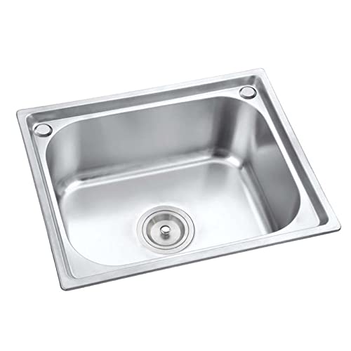 KWMAEEUID 1-Becken-Küchenspüle, quadratische kleine Silberne Spüle aus Edelstahl, gewerbliche Spüle mit Sieb und Abtropffläche mit 2 Befestigungslöchern, Unterputz-, Unterbau- und Aufsatzm KWMAEEUID 1-Becken-Küchenspüle, quadratische kleine Silberne Spüle aus Edelstahl, gewerbliche Spüle mit Sieb und Abtropffläche mit 2 Befestigungslöchern, Unterputz-, Unterbau- und Aufsatzm von KWMAEEUID