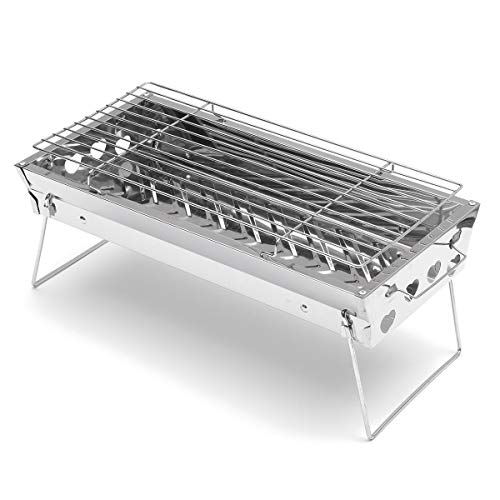 KWMAEEUID 45x22cm Picknick-Holzkohlegrills zum Grillen Splitter Outdoor-Edelstahl-Wanderholzkohle-Campinggrill KWMAEEUID 45x22cm Picknick-Holzkohlegrills zum Grillen Splitter Outdoor-Edelstahl-Wanderholzkohle-Campinggrill von KWMAEEUID