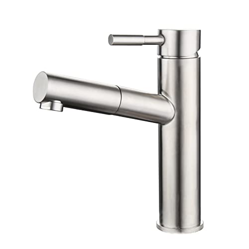 KWMAEEUID Badezimmer-Waschtischarmatur mit herausziehbarer Brause, gebürsteter Edelstahl, 360° drehbarer Badezimmer-Waschtischmischer-Wasserhahn KWMAEEUID Badezimmer-Waschtischarmatur mit herausziehbarer Brause, gebürsteter Edelstahl, 360° drehbarer Badezimmer-Waschtischmischer-Wasserhahn von KWMAEEUID