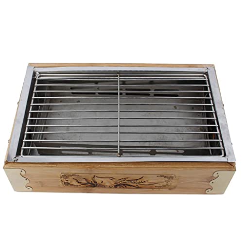 KWMAEEUID Barbecue Grill Holzkiste Spieße Herd Outdoor Home Camping Barbecue Grill Carbon Rahmen Kochgeschirr von KWMAEEUID