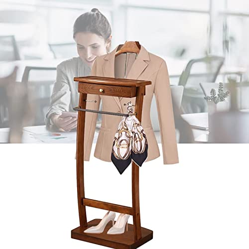 KWMAEEUID Bodenstehender Garderobenständer aus Holz, Anzug-Proxy-Rack, Kleiderbügel-Organizer-Ständer, freistehender Kontur-Garderobenständer mit Kleiderbügeln und Hosenständern für Büro, von KWMAEEUID