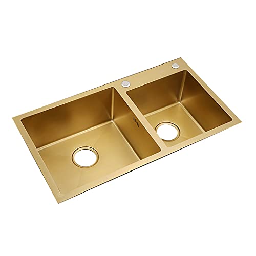 KWMAEEUID Doppelte Nut, handverdicktes Waschbecken, goldenes Nano-Waschbecken, Doppeltank, häusliches Unterbauwaschbecken, geeignet für den Balkon zu Hause/Gold/80 * 45 cm KWMAEEUID Doppelte Nut, handverdicktes Waschbecken, goldenes Nano-Waschbecken, Doppeltank, häusliches Unterbauwaschbecken, geeignet für den Balkon zu Hause/Gold/80 * 45 cm von KWMAEEUID