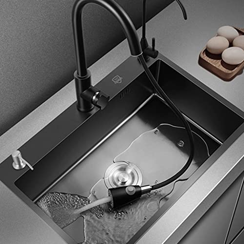 KWMAEEUID Einzelbecken-Küchenspüle, Schwarz, Einzelbecken-Spüle, Spüle mit klarem Wasserhahn für Unterbau- und Einbau-Küchenspülen/Schwarz/60 * 45 * 20 cm KWMAEEUID Einzelbecken-Küchenspüle, Schwarz, Einzelbecken-Spüle, Spüle mit klarem Wasserhahn für Unterbau- und Einbau-Küchenspülen/Schwarz/60 * 45 * 20 cm von KWMAEEUID