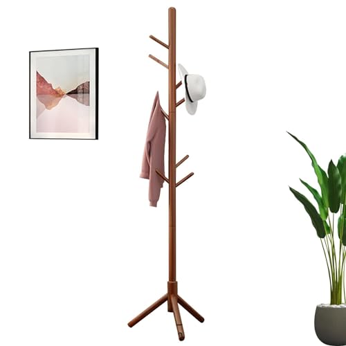 KWMAEEUID Freistehende Garderobenständer | Garderobenständer aus Holz | mit 8 Haken, Kleiderständer, Garderobenständer, Garderobenständer für Taschen, braun KWMAEEUID Freistehende Garderobenständer | Garderobenständer aus Holz | mit 8 Haken, Kleiderständer, Garderobenständer, Garderobenständer für Taschen, braun von KWMAEEUID