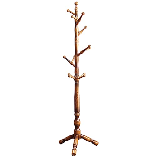 KWMAEEUID Garderobenständer aus massivem Holz mit 12 Haken im Eingangsbereich, Flur, Schlafzimmer, Ständer, Baumständer für Kleidung, Hut, Handtasche, Jacke, Schal, Kleiderbügel, einfach z von KWMAEEUID