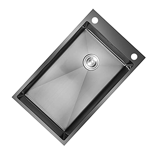 KWMAEEUID Horizontale Spüle Haushalt Schwarze Spüle Küche Edelstahlspüle Waschbecken Spüle Nano Einzelzelle für die Küchenreinigung/Schwarz/45 * 40 * 20 cm KWMAEEUID Horizontale Spüle Haushalt Schwarze Spüle Küche Edelstahlspüle Waschbecken Spüle Nano Einzelzelle für die Küchenreinigung/Schwarz/45 * 40 * 20 cm von KWMAEEUID